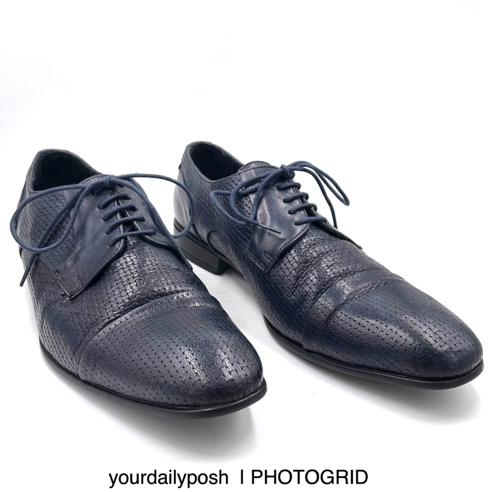 Men’s Minnelli navy blue leather lace-up Oxford derby dress shoes loafers EU 41